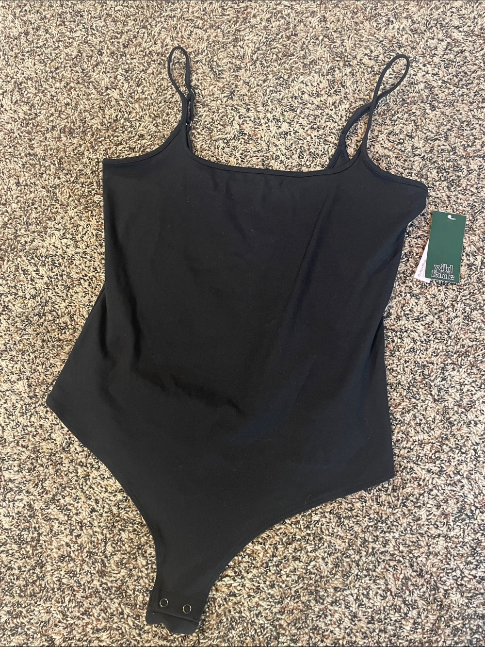Wild Fable Butter Bliss Soft Black Thong Style Bodysuit XL NWT
